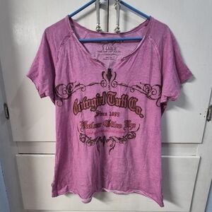 Cowgirl Tuff Co Women's "Never Give Up" Short Sleeve Graphic Glitter Tee X-Large